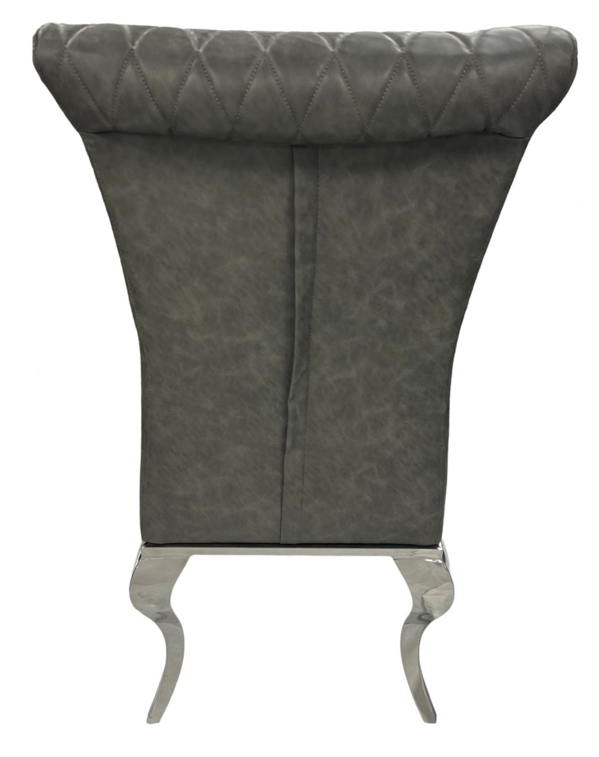Modern Dark Grey PU Leather Dining Chair with Chrome Legs
