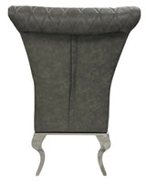 Modern Dark Grey PU Leather Dining Chair with Chrome Legs