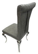 Modern Dark Grey PU Leather Dining Chair with Chrome Legs