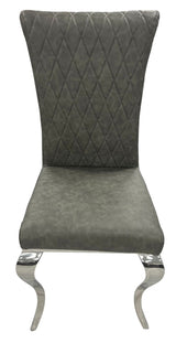 Modern Dark Grey PU Leather Dining Chair with Chrome Legs
