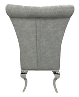Modern Light Grey PU Leather Dining Chair with Chrome Legs