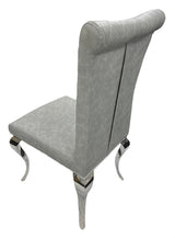 Modern Light Grey PU Leather Dining Chair with Chrome Legs