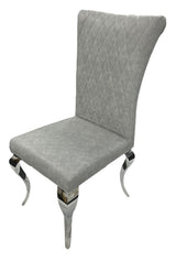Modern Light Grey PU Leather Dining Chair with Chrome Legs