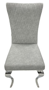 Modern Light Grey PU Leather Dining Chair with Chrome Legs