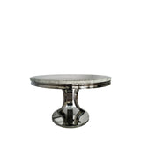 Modern Grey Marble Round Dining Table with Chrome Pedestal Base 130cm