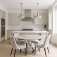 Modern Grey Marble Round Dining Table with Chrome Pedestal Base 130cm
