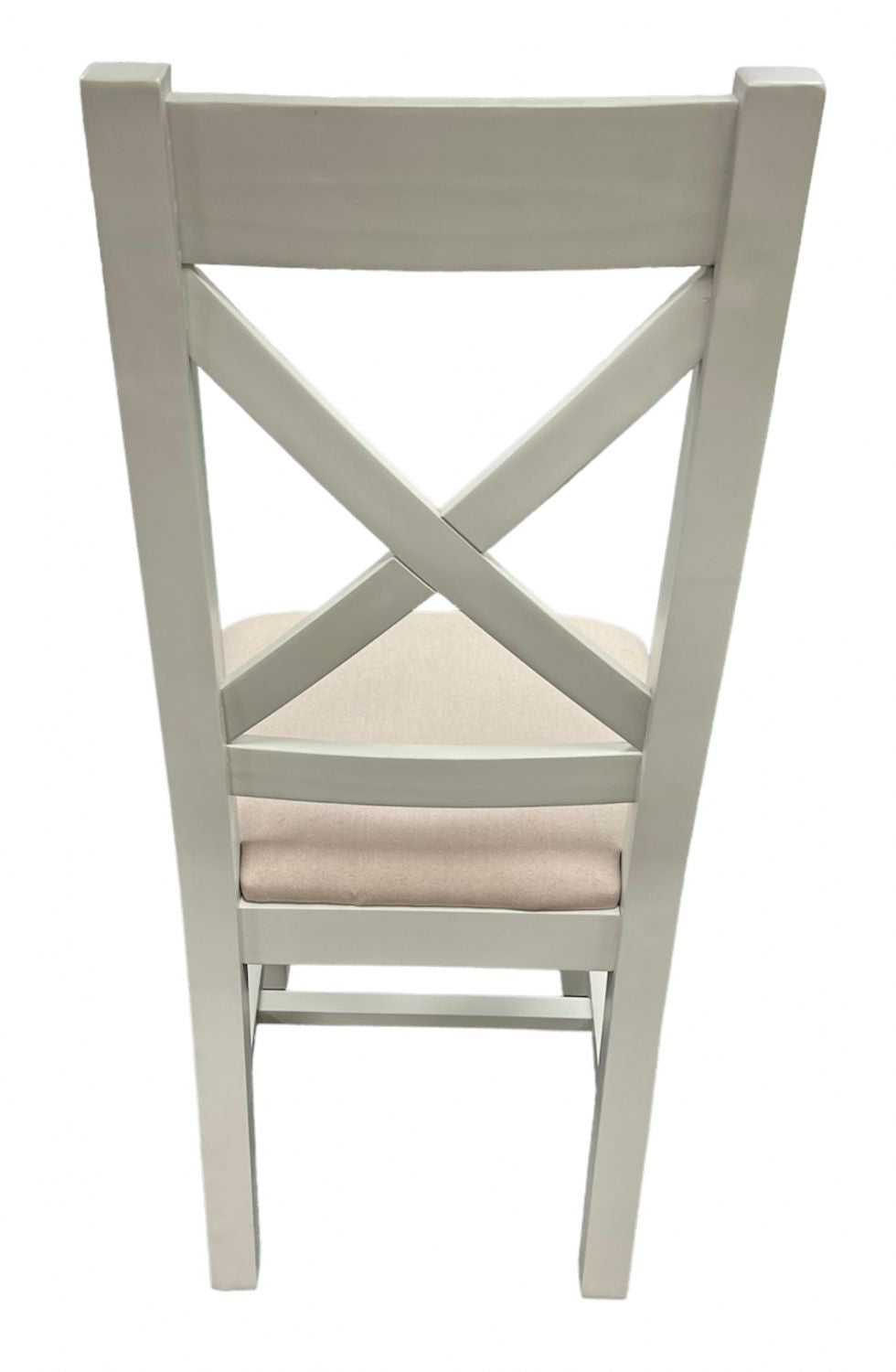 Modern Light Grey Cross Back Dining Chair with Cream Fabric Seat