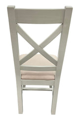 Modern Light Grey Cross Back Dining Chair with Cream Fabric Seat