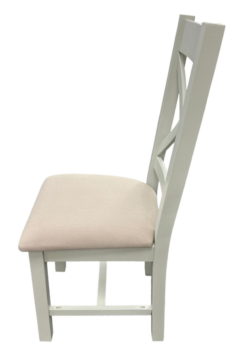 Modern Light Grey Cross Back Dining Chair with Cream Fabric Seat