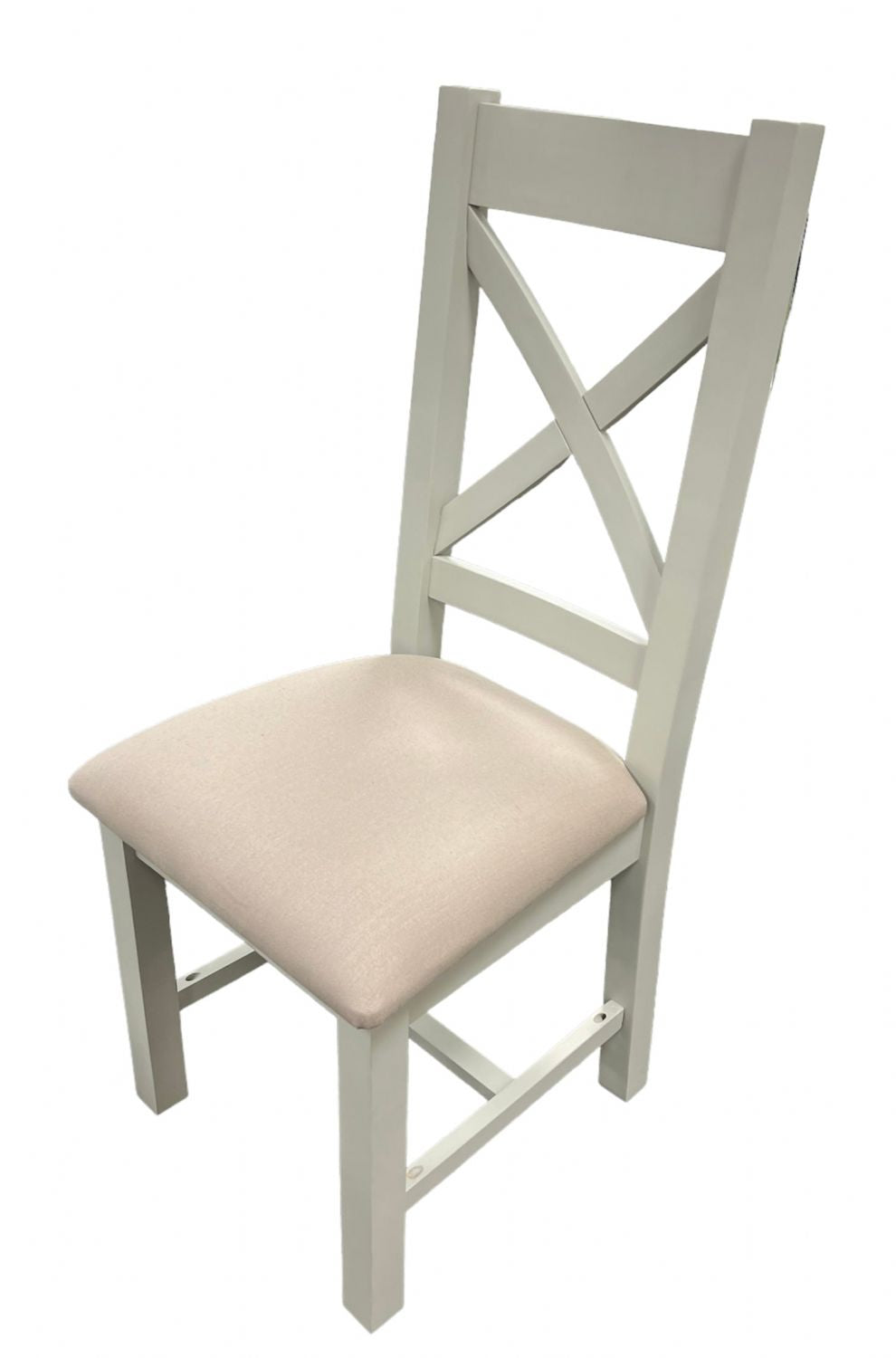 Modern Light Grey Cross Back Dining Chair with Cream Fabric Seat