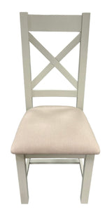 Modern Light Grey Cross Back Dining Chair with Cream Fabric Seat