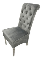 Luxury Dark Grey Velvet Dining Chair with Lion Knocker and Chrome Legs