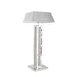 Mirrored Crystal Strip Floor Lamp with White Fabric Shade