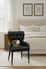 Modern Black PU Upholstered Dining Chair with Black Legs