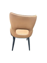 Modern Tan PU Upholstered Dining Chair with Black Legs
