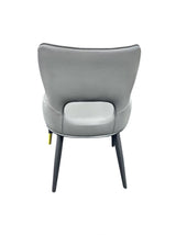 Modern Light Grey PU Upholstered Dining Chair with Button Tufted Back and Black Legs