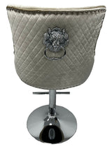 Traditional Mink Velvet Adjustable Bar Stool with Lion Knocker Back and Chrome Base