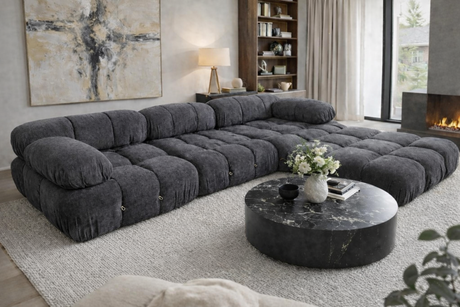 Modern Black Modular Compression Sofa