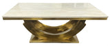 Luxury Cream Marble 200cm Dining Table with Gold Art Deco U Shaped Pedestal Base