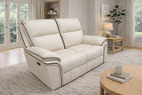 Modern Ivory Leather Fabric Upholstery 2 Seater Recliner Sofa