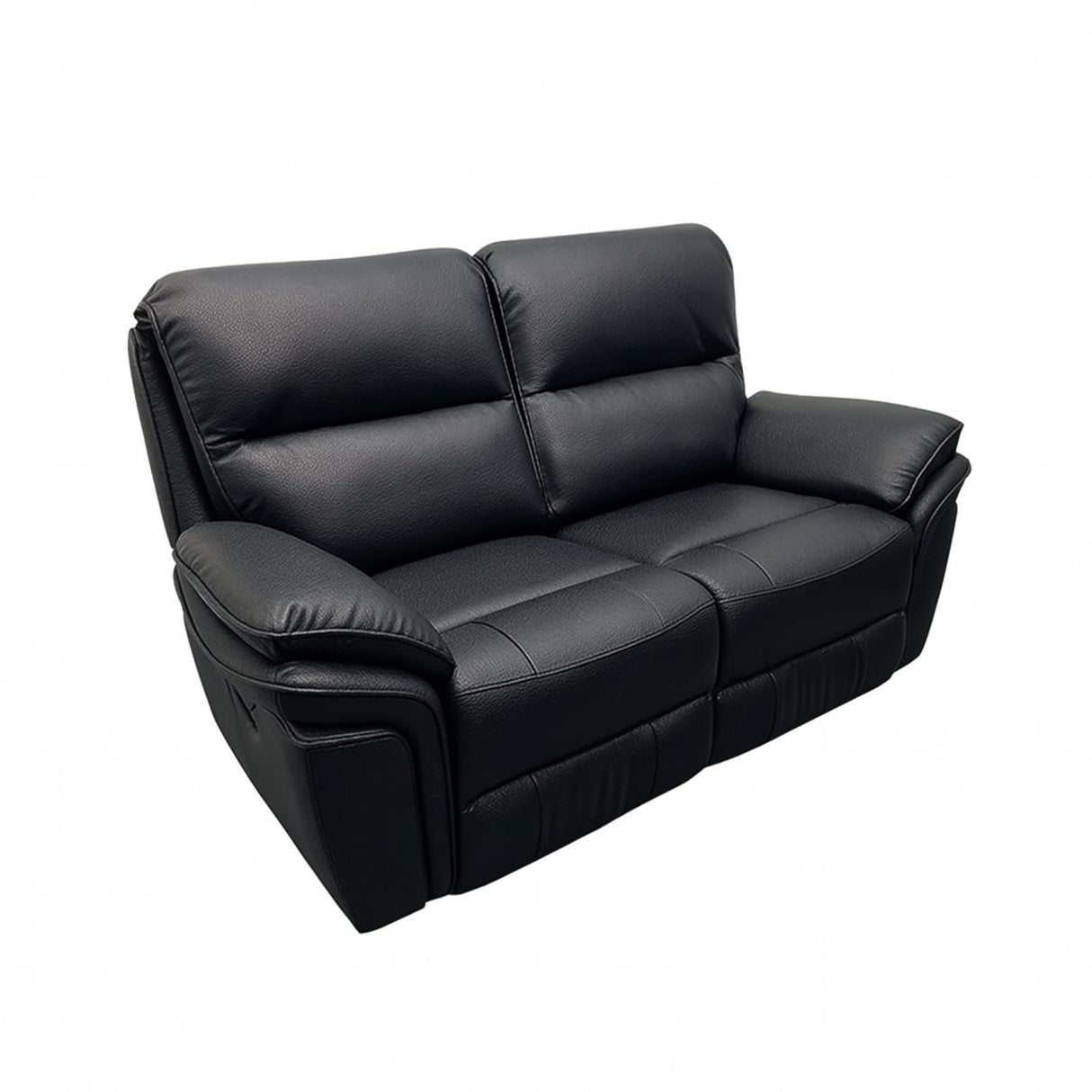 Modern Black Leather Fabric Upholstery 2 Seater Recliner Sofa