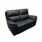 Modern Black Leather Fabric Upholstery 2 Seater Recliner Sofa