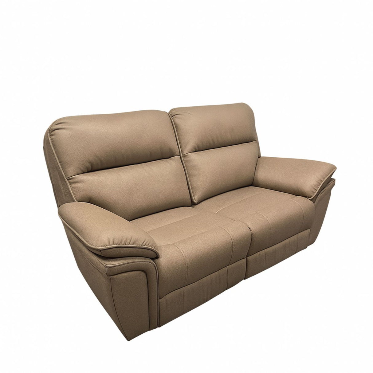 Modern Brown Leather Fabric Upholstery 2 Seater Recliner Sofa