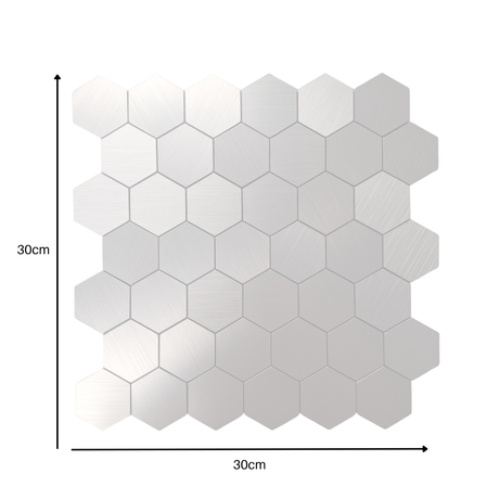 Self Adhesive 3D Mosaic Wall Tiles - Hexagon - 30cm x 30cm (10 pack)