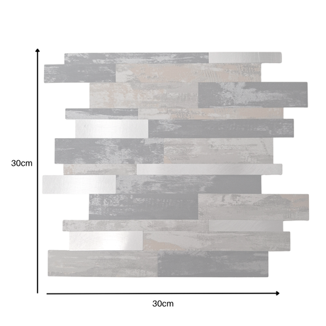 Self Adhesive 3D Mosaic Wall Tiles - Slate - 30cm x 30cm (10 pack)