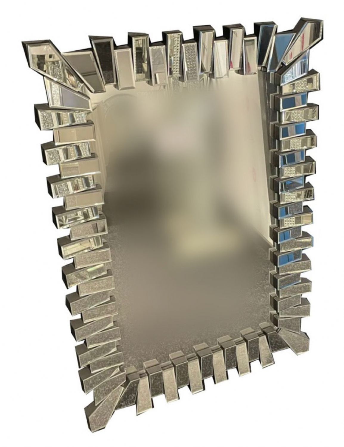 Modern Silver Layered Frame Rectangular Wall Mirror