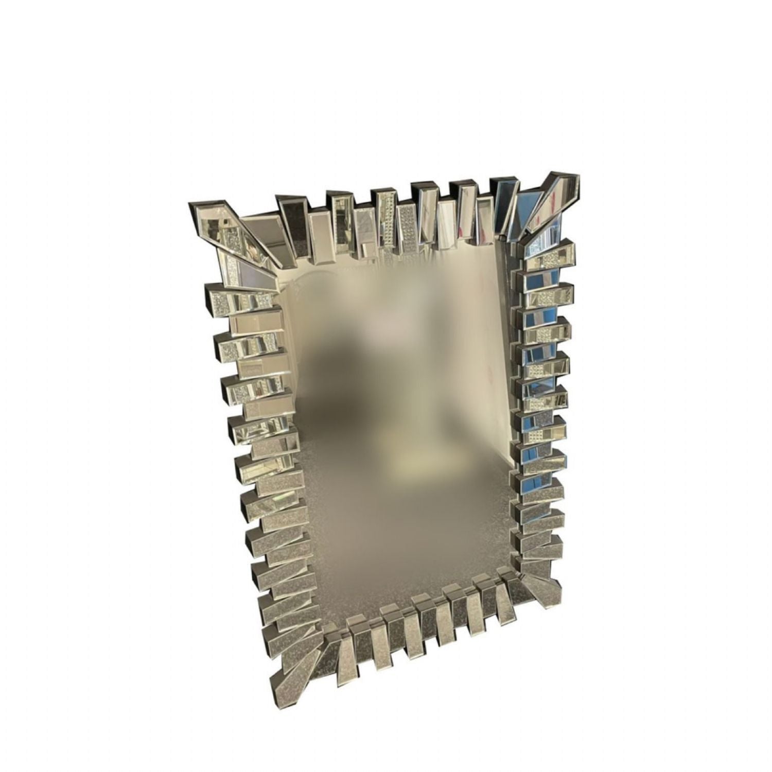 Modern Silver Layered Frame Rectangular Wall Mirror
