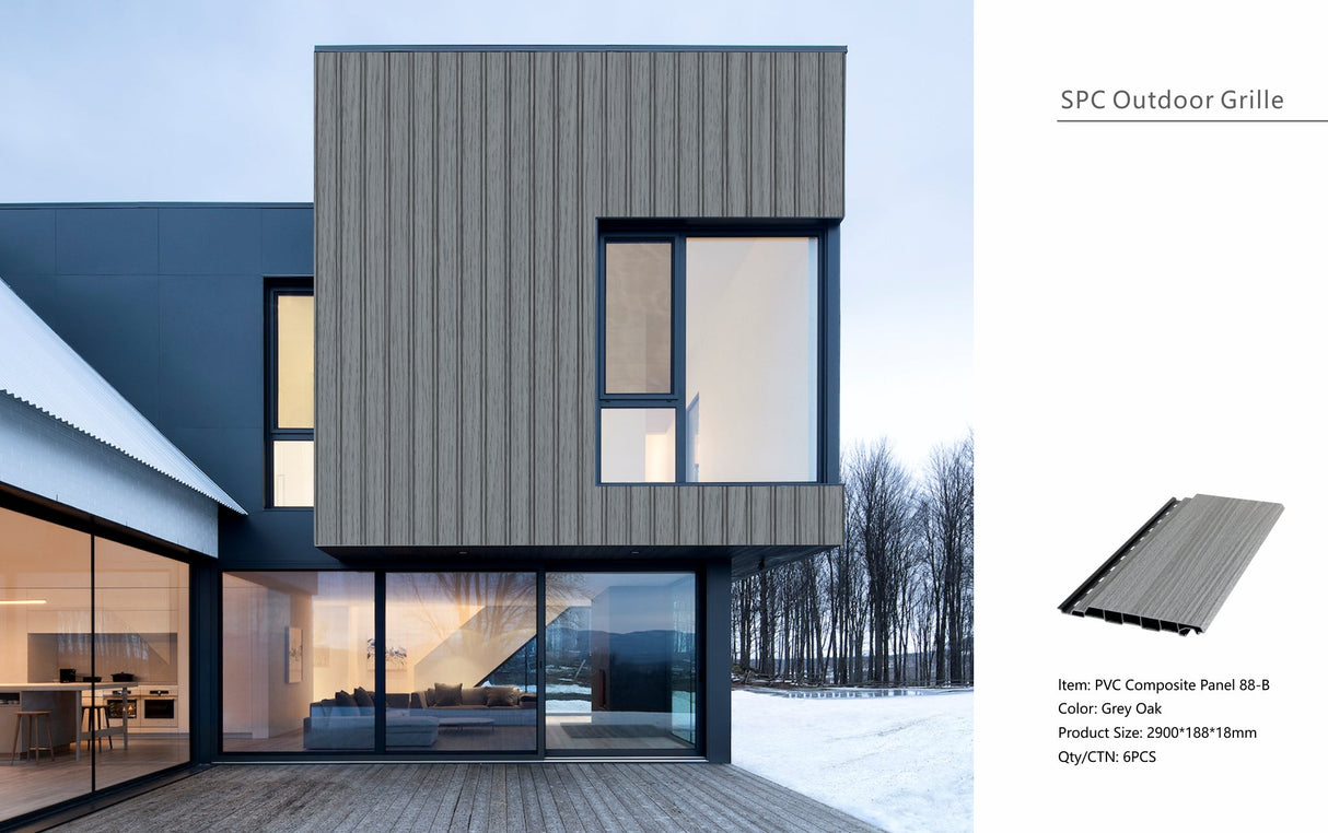 Grey Oak Composite Slat Outdoor Panel 290cm