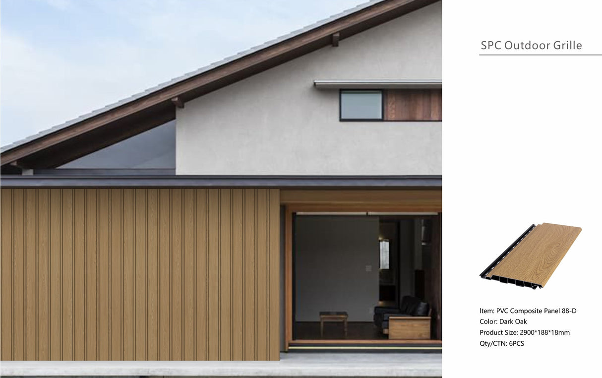 Dark Oak Composite Slat Outdoor Panel 290cm