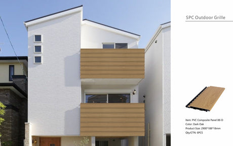Dark Oak Composite Slat Outdoor Panel 290cm