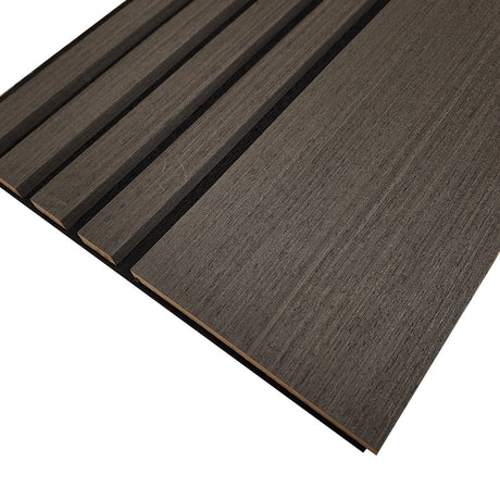 Multi Width Acoustic Wood Veneer Wall Panels - 3-sided - 240cm x 30cm (2 pack) - Black Oak
