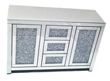 Silver Mirrored Crystal Effect 2 Door 3 Drawer Large Sideboard