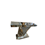 Mirrored V Design Console Table with Crushed Diamond Centre Panel