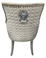Modern Mink Velvet Dining Chair with Lion Knocker and Chrome Legs