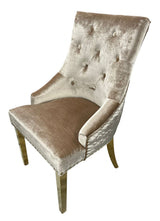 Luxury Mink Shimmer Velvet Dining Chair with Lion Knocker and Gold Legs