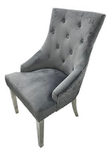 Modern Dark Grey Velvet Dining Chair with Chrome Legs and Hexagonal Back
