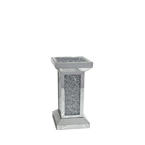 Mirrored Crushed Crystal Pedestal Display Stand with Square Top