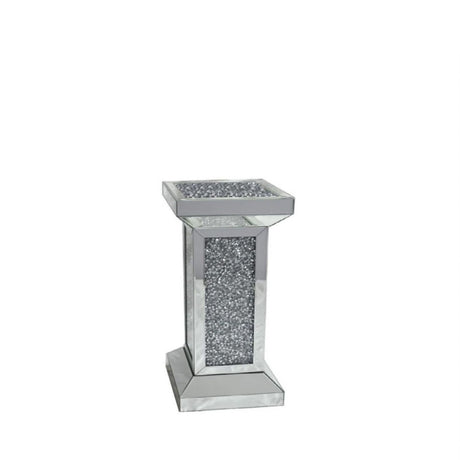 Mirrored Crushed Crystal Pedestal Display Stand with Square Top