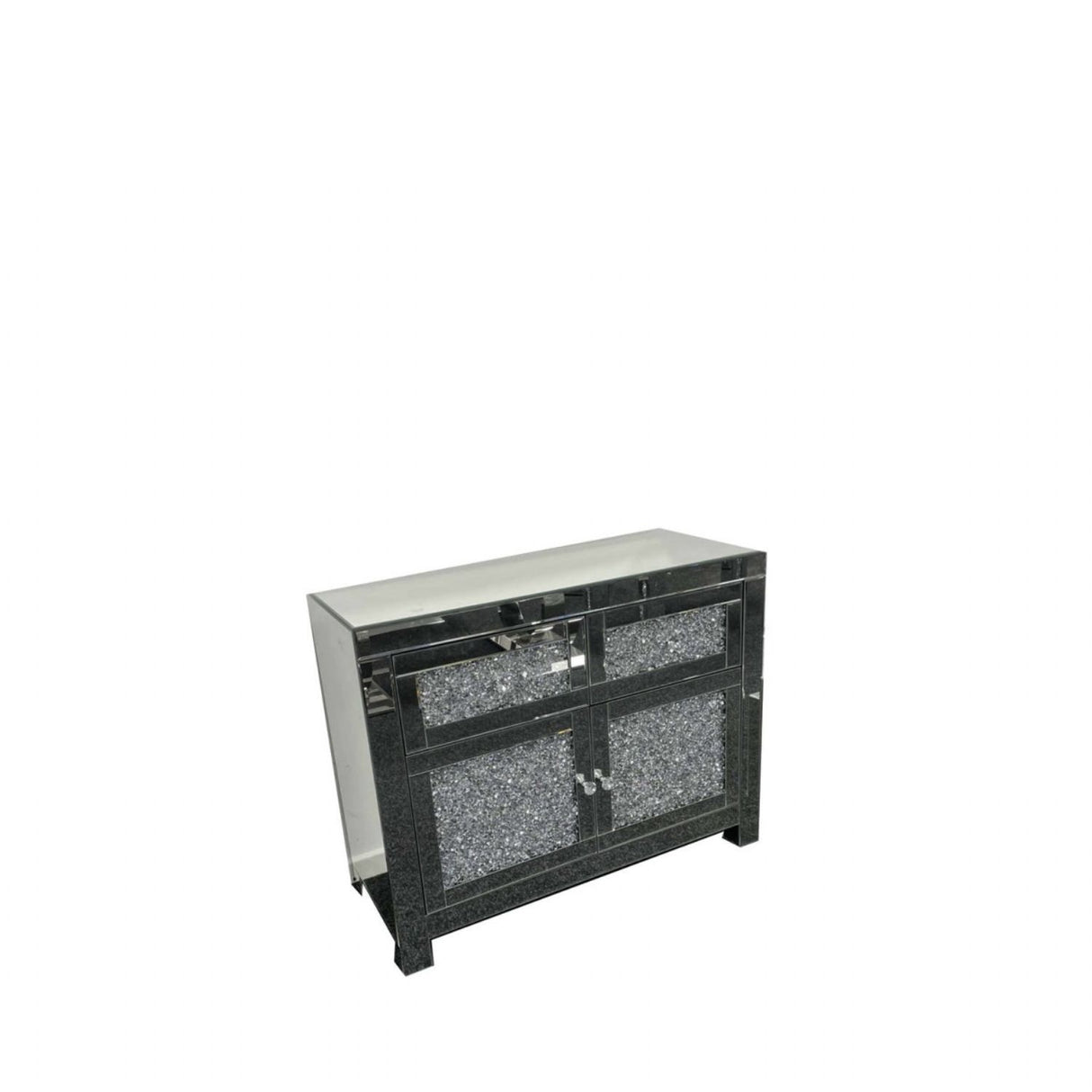 Silver Mirrored Crystal Effect 2 Door 2 Drawer Small Sideboard