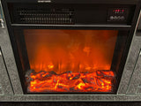 Silver Mirrored TV Unit with Crystal Door Panels and Built In Electric Heater
