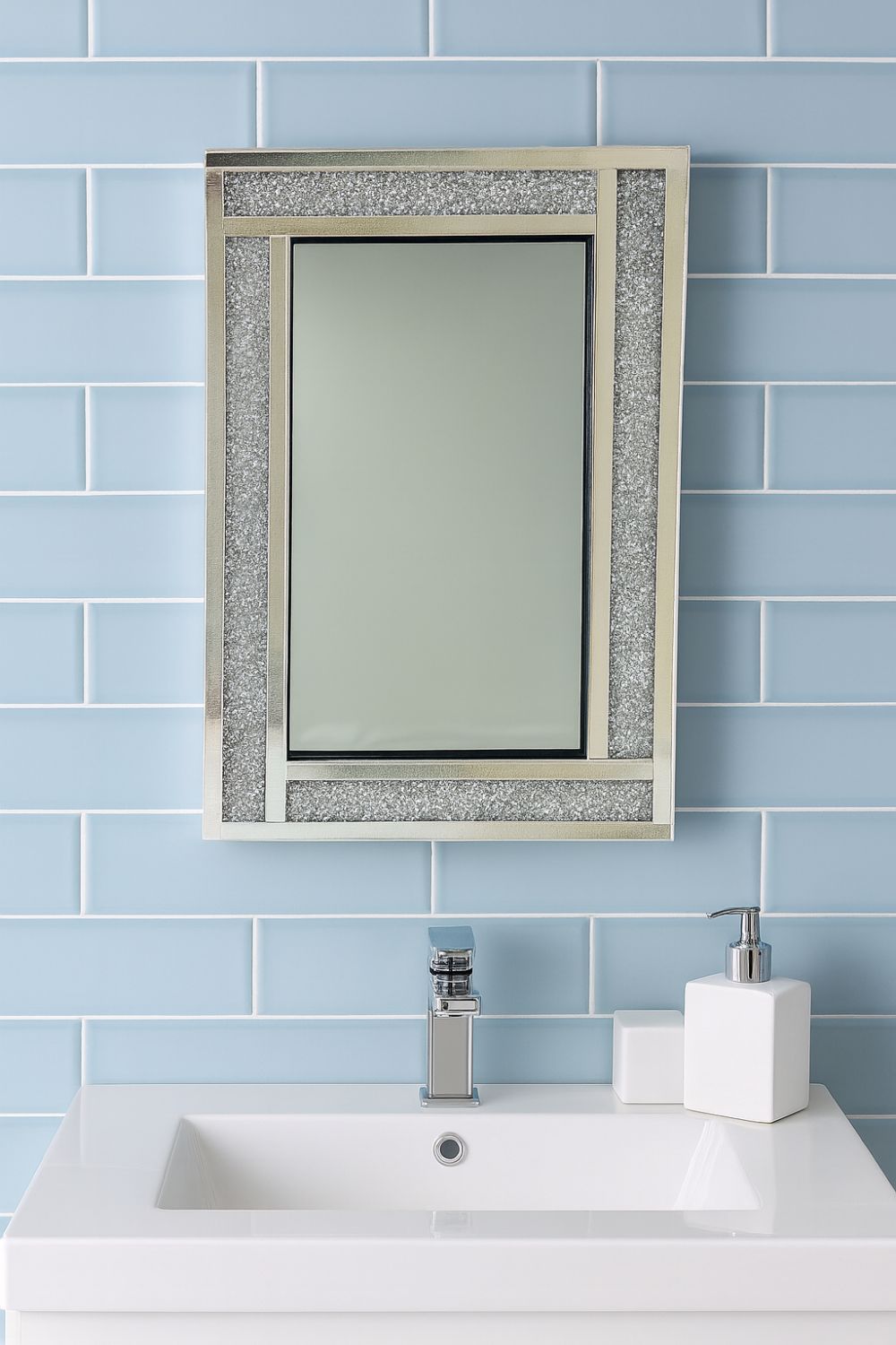 Luxury Rectangular Crushed Diamond Decorative Wall Mirror