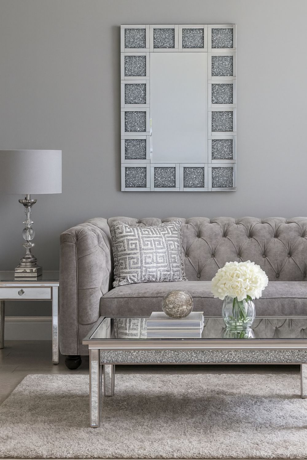 Luxury Geometric Crushed Diamond Decorative Wall Mirror