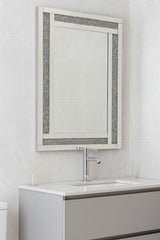 Luxury Rectangular Decorative Wall Mirror with Thin Crushed Diamond Border