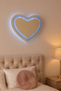 LED Heart Shaped Mirrored Wall Decor with Crushed Diamond Border