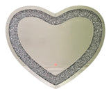 LED Heart Shaped Mirrored Wall Decor with Crushed Diamond Border