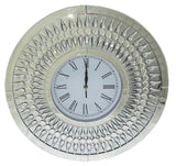 Luxury Round Mirrored Decorative Wall Clock with Teardrop Crystal Border